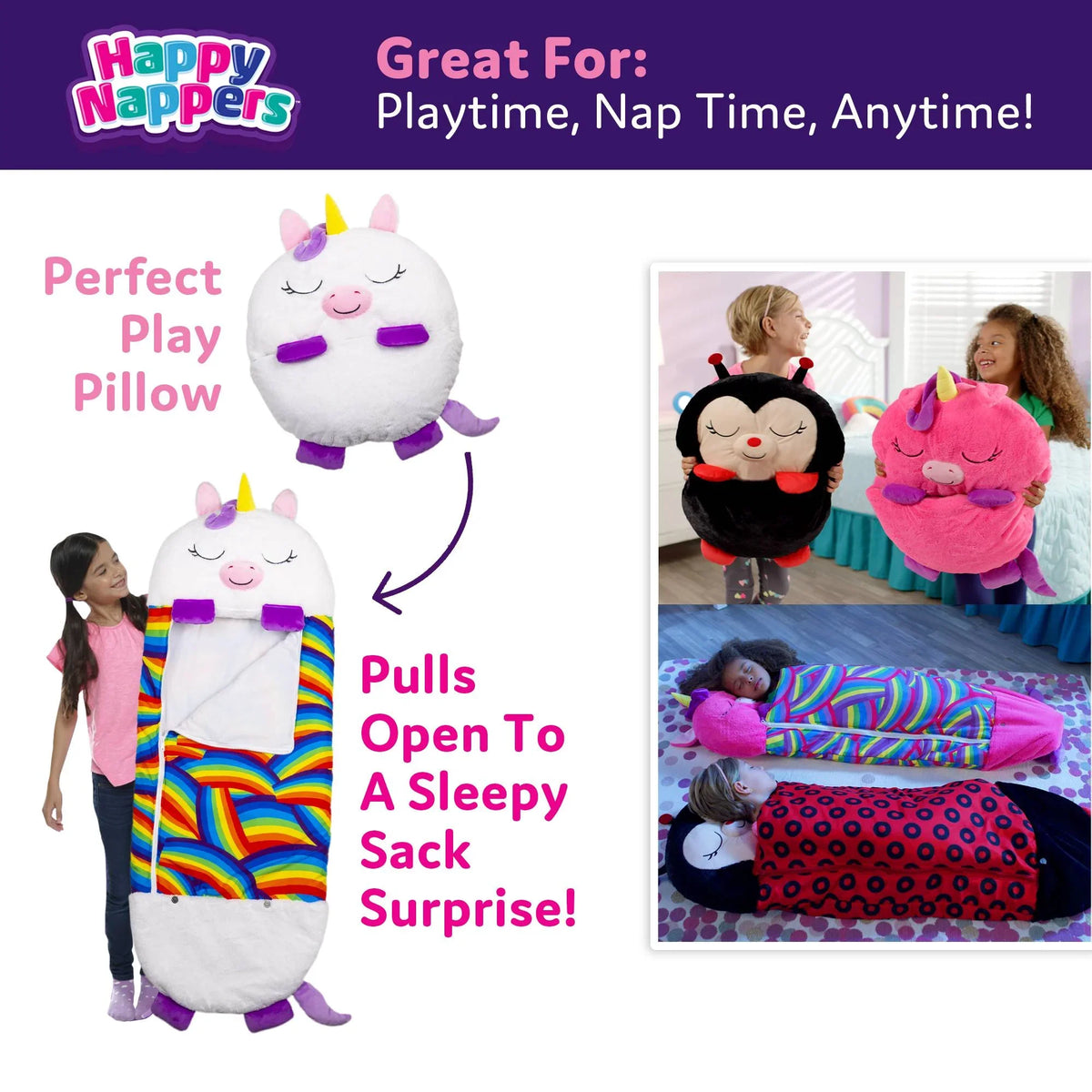 Sleeping and One, Plush Happy in Pillow Toy Nappers Unicorn Sack