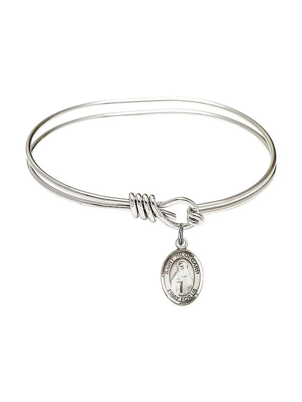 St. Bangle 3/4 Silver Oval Hildegard 5 inch in Hook Eye Sterling w/ von Bingen Bracelet