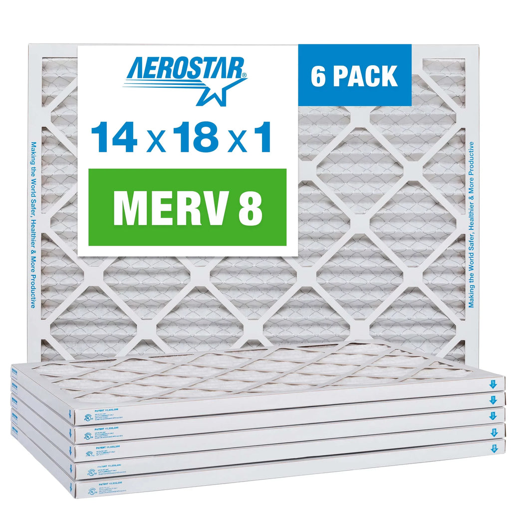 MERV Air Filter, Pleated Furnace 14x18x1 Filter, Pack 8 Air 6 AC Aerostar