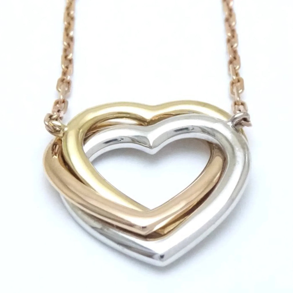 Diamond 291637 Trinity Necklace New) Pre-Owned K18 Gold Heart Three-Color CARTIER (Like B7061200