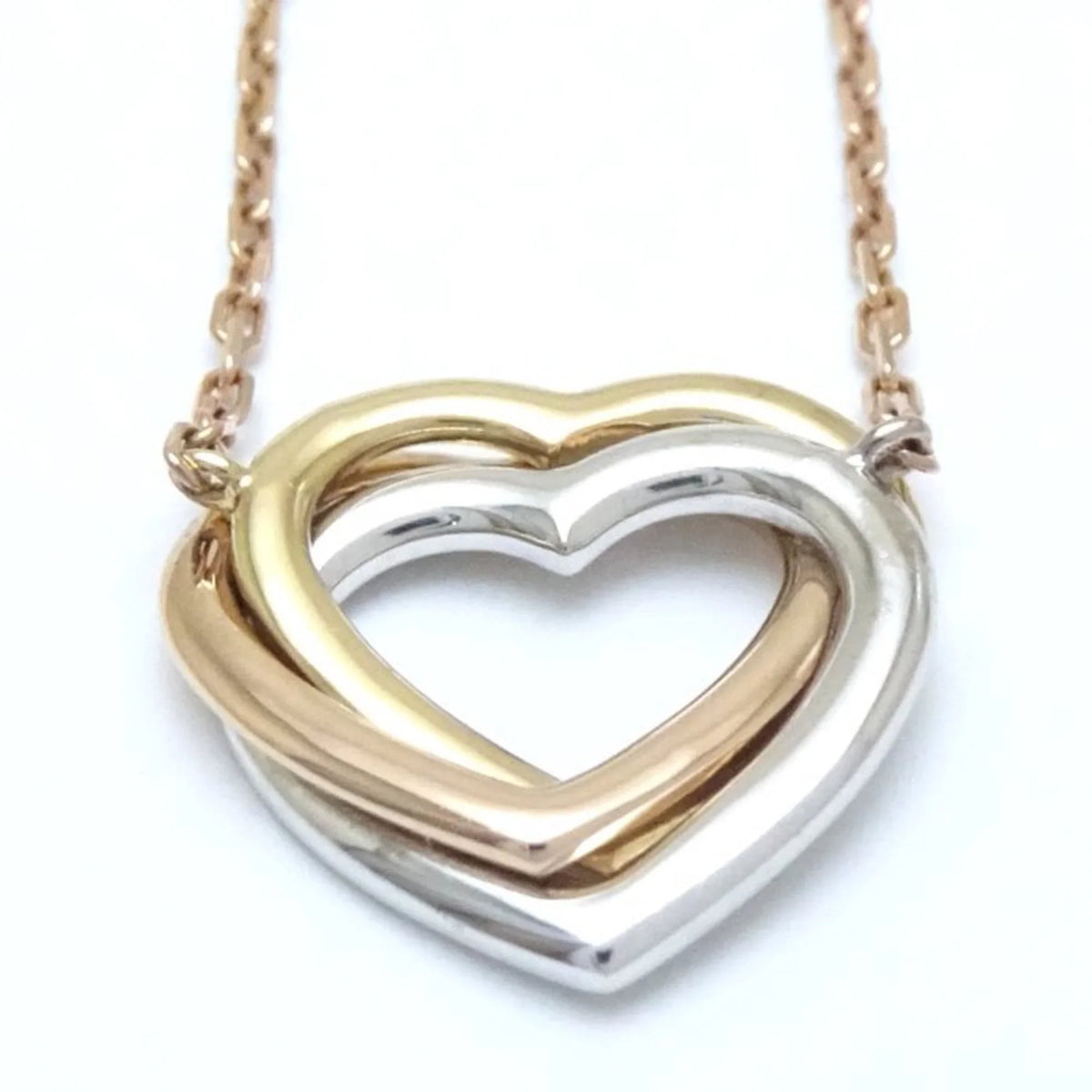 Diamond 291637 Trinity Necklace New) Pre-Owned K18 Gold Heart Three-Color CARTIER (Like B7061200