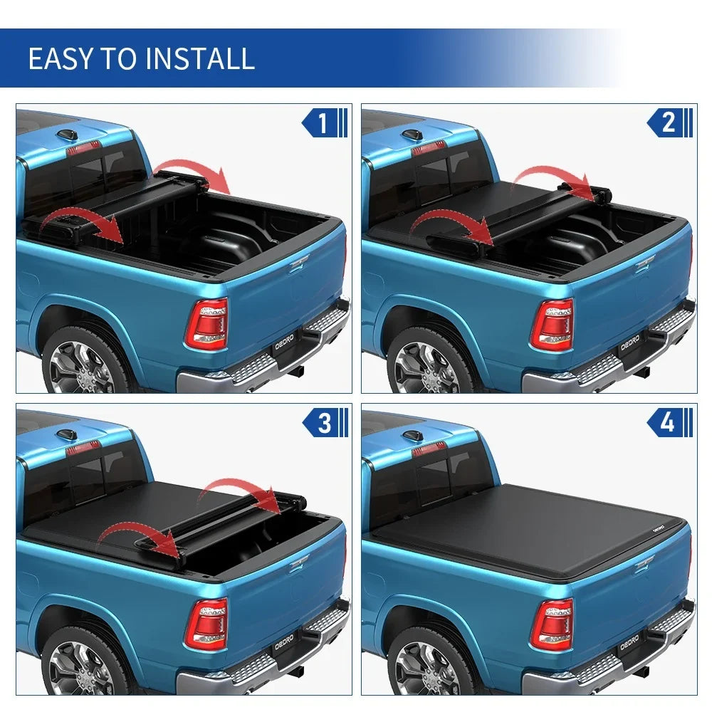 Soft Ledkingdomus Cover 5.6ft Tonneau for 2009-2023 1500 Fold Fold Bed Covers Four Quad Ram Dodge Truck