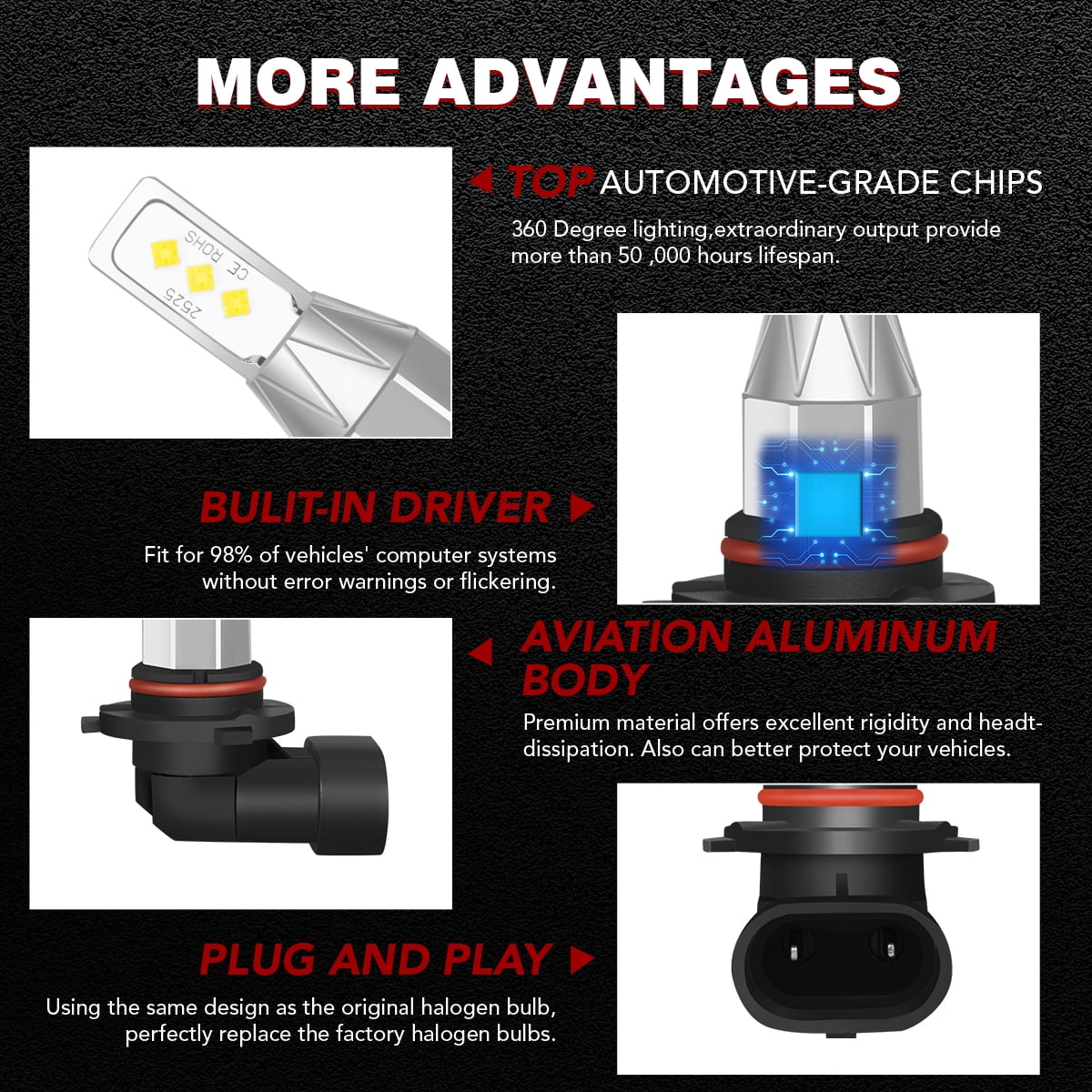CX-7 9005 Headlight Low Beam 2007-2010 2011 2012 Combo Mazda H7 Kit High LED For