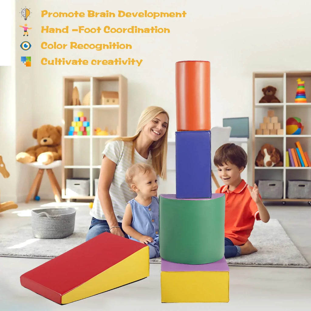 Crawl Soft Toddler, Baby & Foam Toy Climb Climb AILEEKISS 5Pcs Yellow and Blocks Set for Red Indoor,