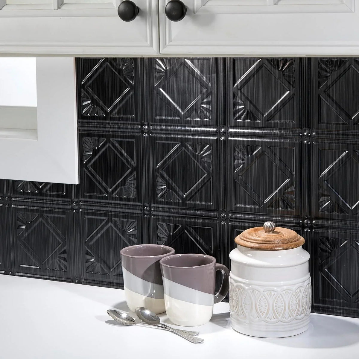 Style/Pattern 4 In Backsplash Sq Decorative Traditional Vinyl Ft 15 Kit Smoked Pewter