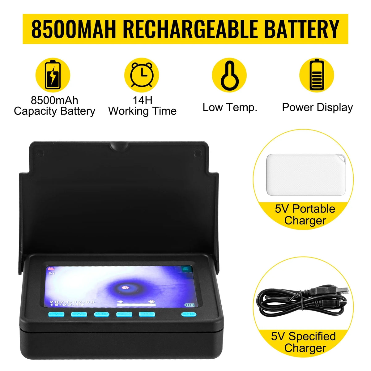 Camera LCD Pipeline Camera FT, Monitor with 6PCS BENTISM Lithium Sewer Function, Camera LED, Camera, 4.3 Inch 98.4 Duct 8500MAH Inspection DVR Battery, Inspection Pipe 30M TFT