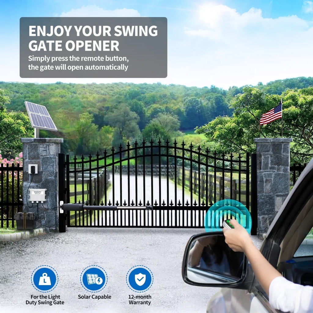 Motor Single for Solar Single with Kit Up A5S 16ft, Remote Duty Opener Gates Automatic Compatible TOPENS Gate Operator Medium Powered Control to Battery Swing Swing Gate Gate