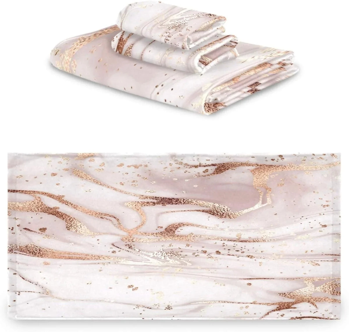 for Towel Gold Home Piece Decor, Hotel Rose & Bath Soft Set Comfortable Abstract Set Absorbent 3 Marble GZHJMY Bath Towels Towels