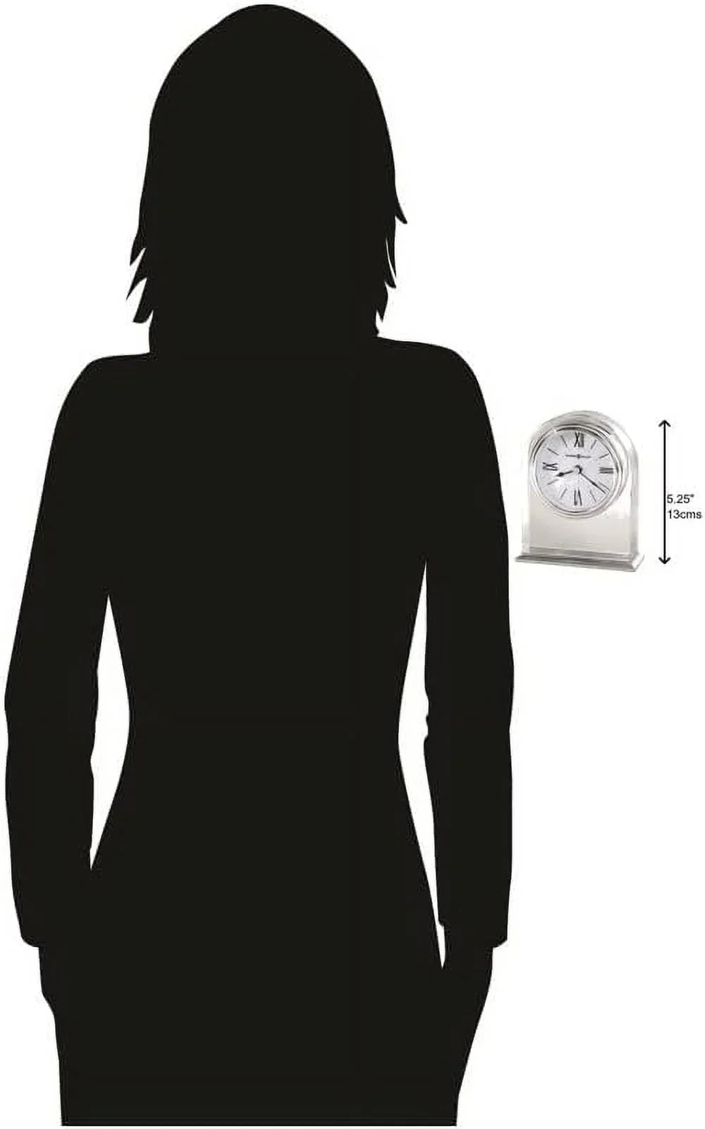 Felt Clock Brushed/Polished Waterfall Alarm Bottom, – Optica Silver-Tone Table Base, Quartz Movement Crystal Arch, Bezel, Aluminum 645-757