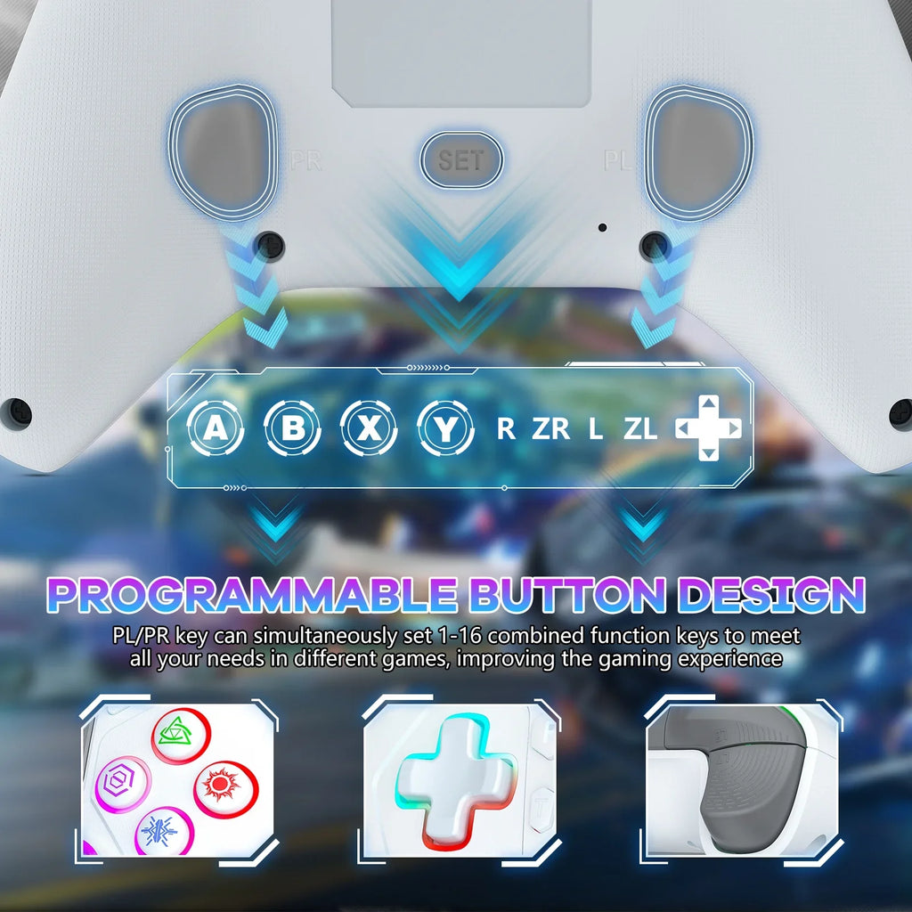 (White) /Slim/Pro Controller Adjustable Compatible with 4 LED Light Wireless for with Playstation RGB PS4,