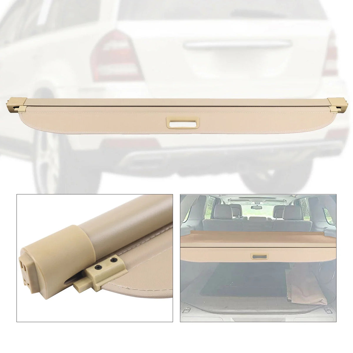 Security Shade Trunk Cover Shelf Cover 2007-2012 Cargo Security 07-12 Fits Trunk Benz Mercedes GL550 GL550 Trunk Beige Privacy For Benz Cargo Privacy Mercedes Shade Security Shade Cover Rear Cargo