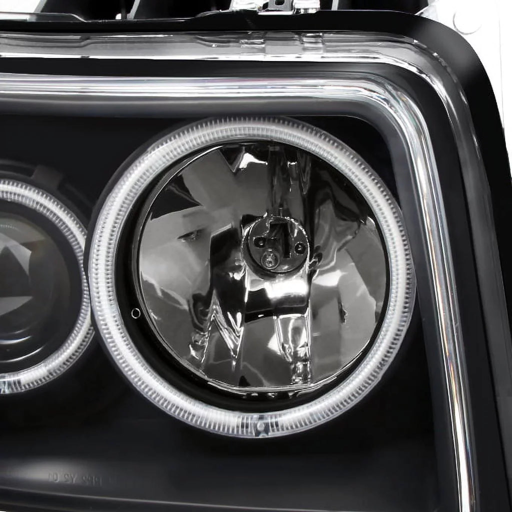 Nitro Black 2007-2012 + LED Tail Red Lights CCFL AKKON - For Halo Dual Combo Signal Dark Headlights Projector