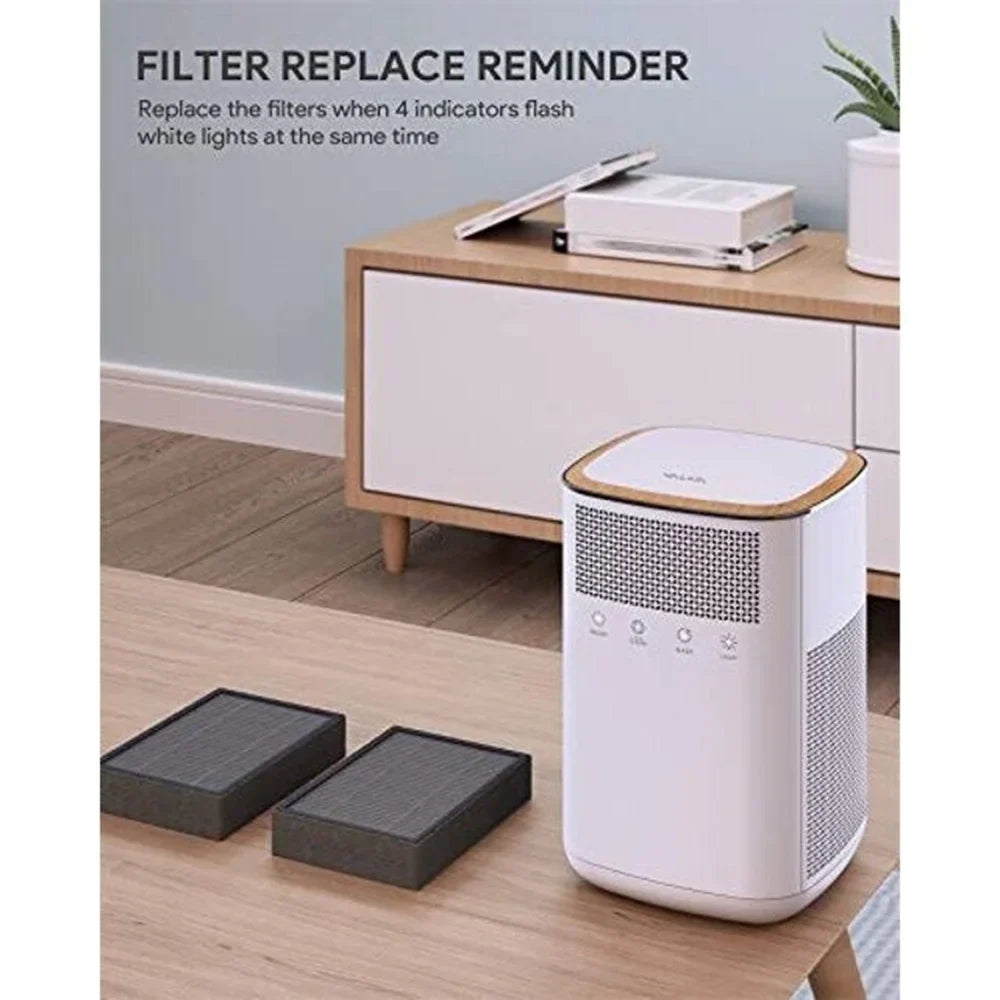 for Home with Touch Large Purifier LED Room Button, HEPA, True Activated 3M Pets Light, for HEPA Night Carbon Bedroom Air White Office Filter