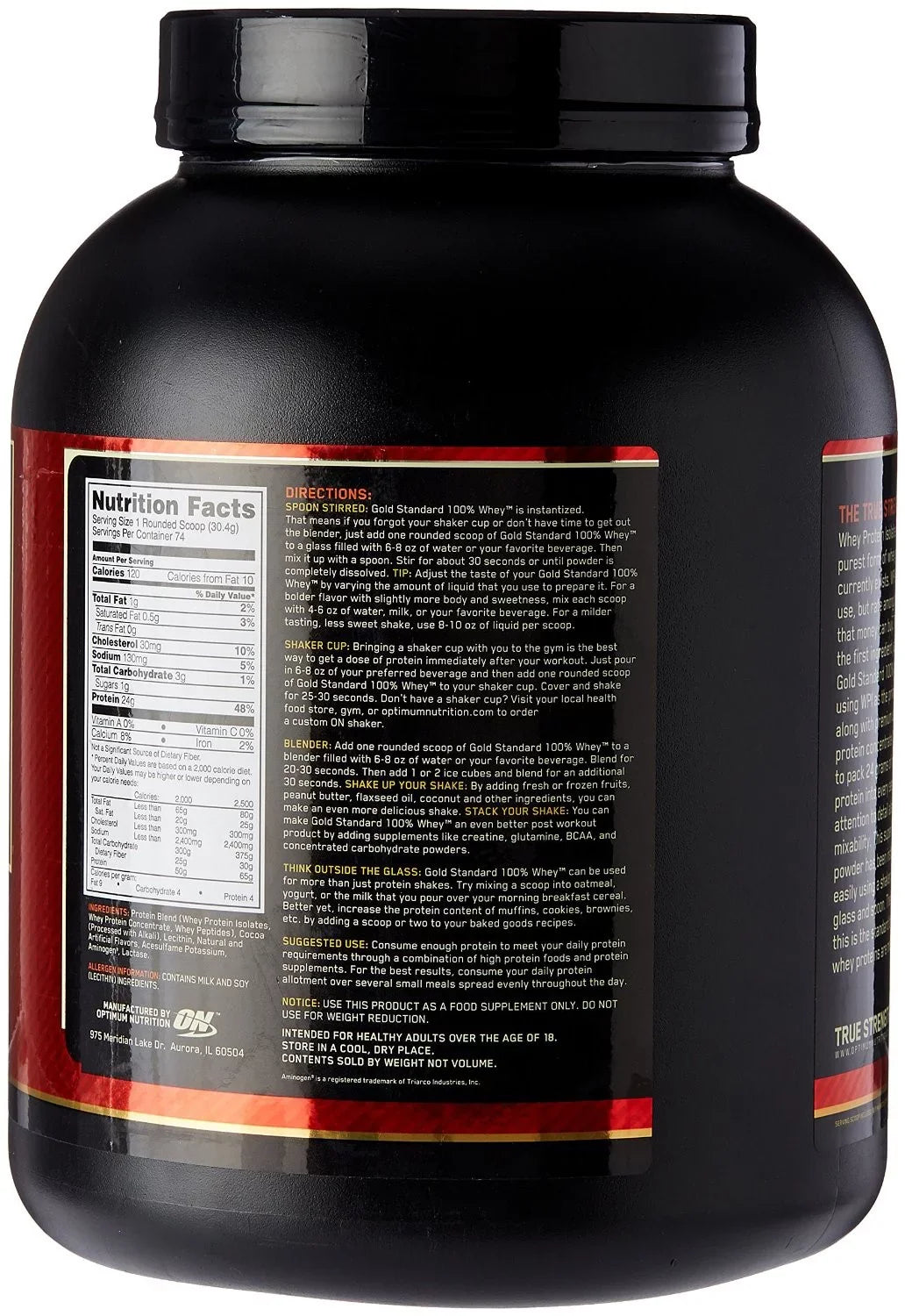 Protein 5lbs- Powder Chocolate Double OPTIMUM STANDARD (5 WHEY 100% NUTRITION Isolates LB) GOLD