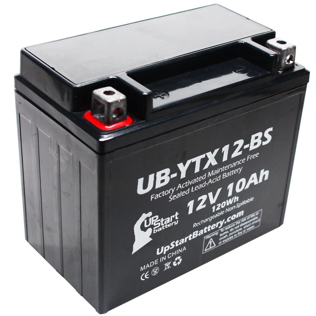 Free, UpStart Suzuki Activated, Battery 1000 Battery CC GSX-R1000 10Ah, 12V, - Maintenance UB-YTX12-BS Factory 2003 Motorcycle Replacement