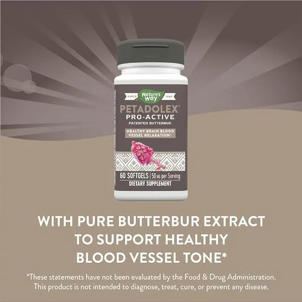 in Patented Petadolex Brain 60 Health Pro-Active, with Relaxation Blood Softgels the Butterbur*, Way and Vessel Nature's