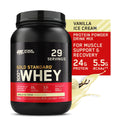 Vanilla Standard Protein Nutrition, Cream, 100% Whey Gold Ice 2 lb, Servings 29 Optimum Powder,