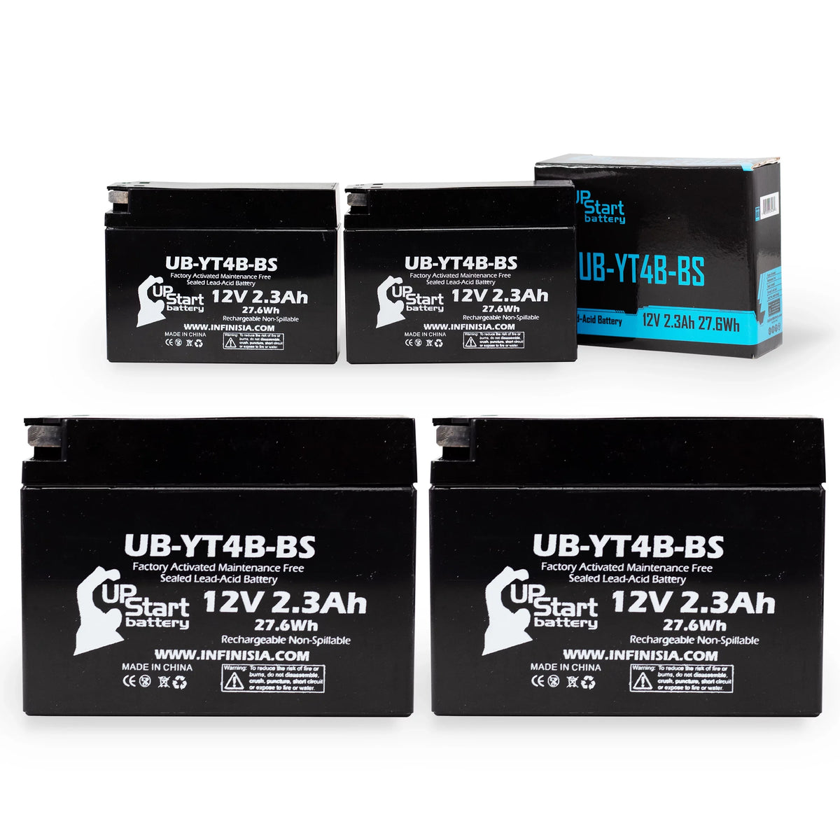 2010 4-Pack for Battery Motorcycle SR400 12V, Replacement 400CC Yamaha 2.3Ah, - Free, UpStart Maintenance Battery Activated, UB-YT4B-BS (FI) Factory