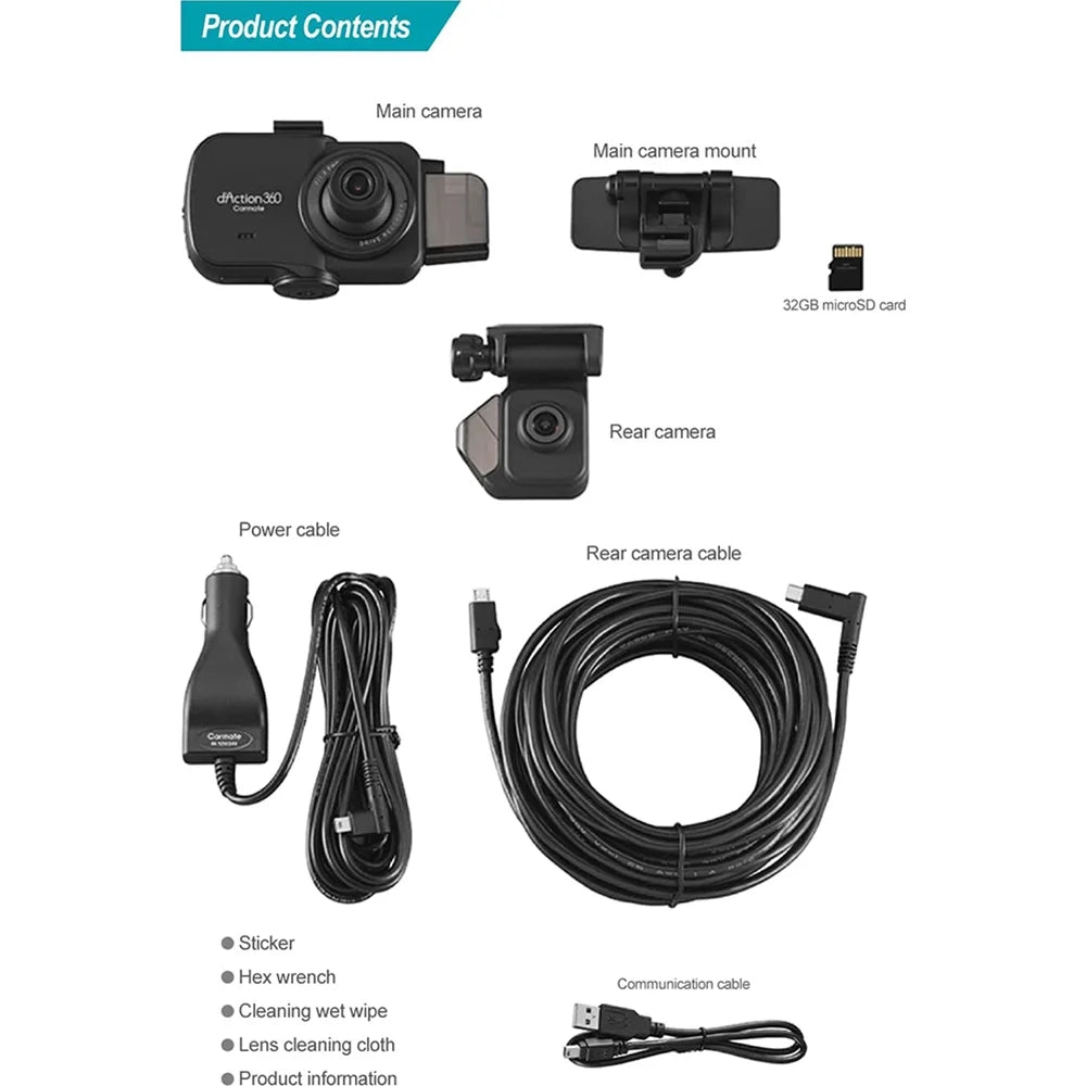 microSD 3-Ch Spots, 32GB Surroundings Razo Blind All Cam Once, All (Open DC4000RA, Card Detection with Records - Box) at Built-in Simultaneous Recording, GPS, 360-Degree G-Sensor Impact Covering Dash