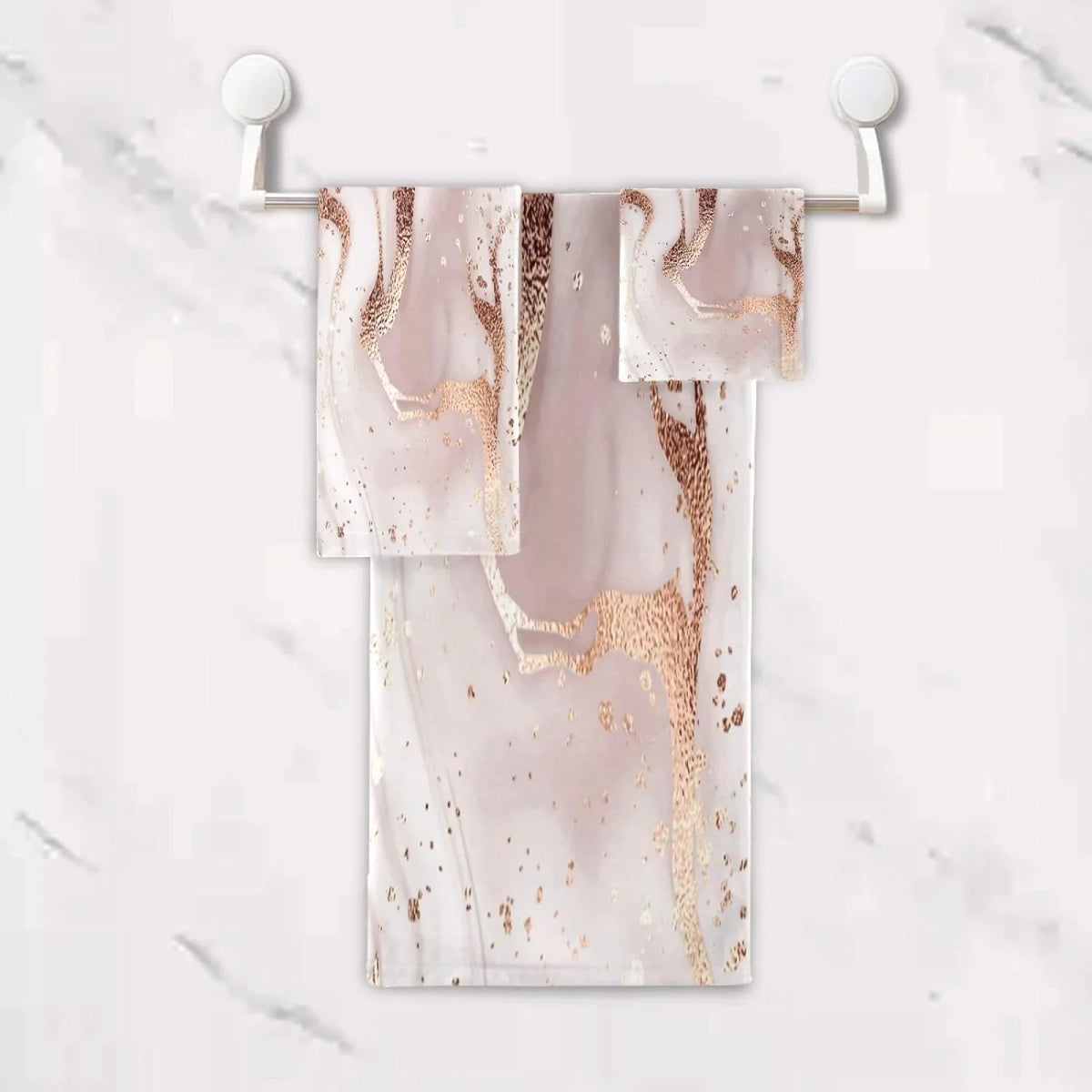 for Towel Gold Home Piece Decor, Hotel Rose & Bath Soft Set Comfortable Abstract Set Absorbent 3 Marble GZHJMY Bath Towels Towels