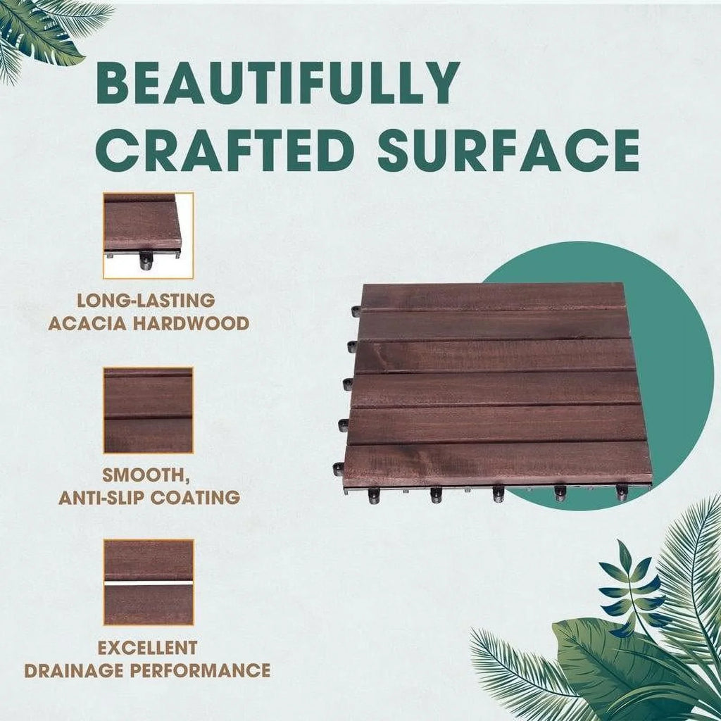 '- 6 Slats, Dark Idzo Brown Tiles Decking