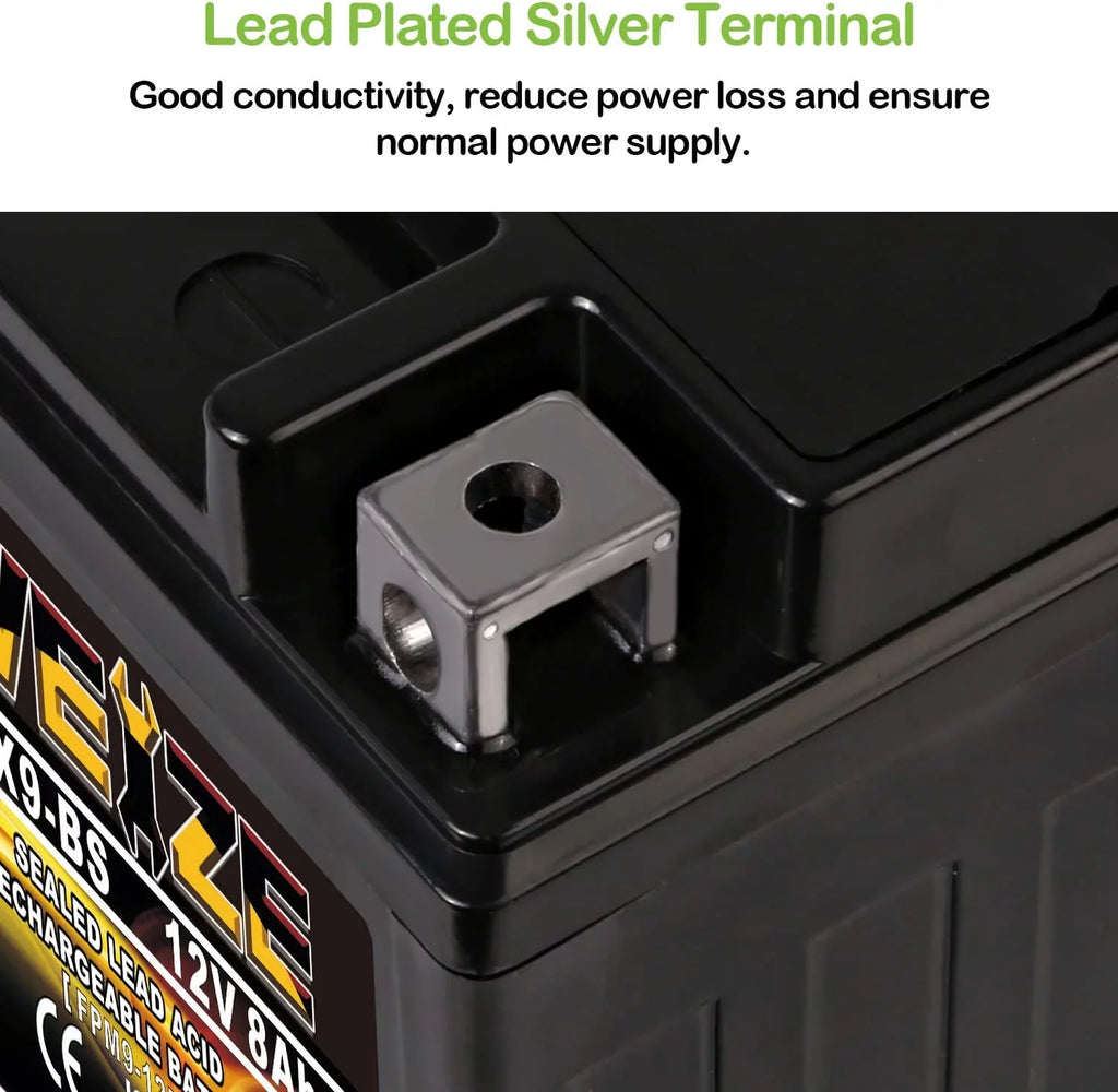 Sealed AGM Free Performance YTX9-BS Maintenance High Motorcycle ATV Battery