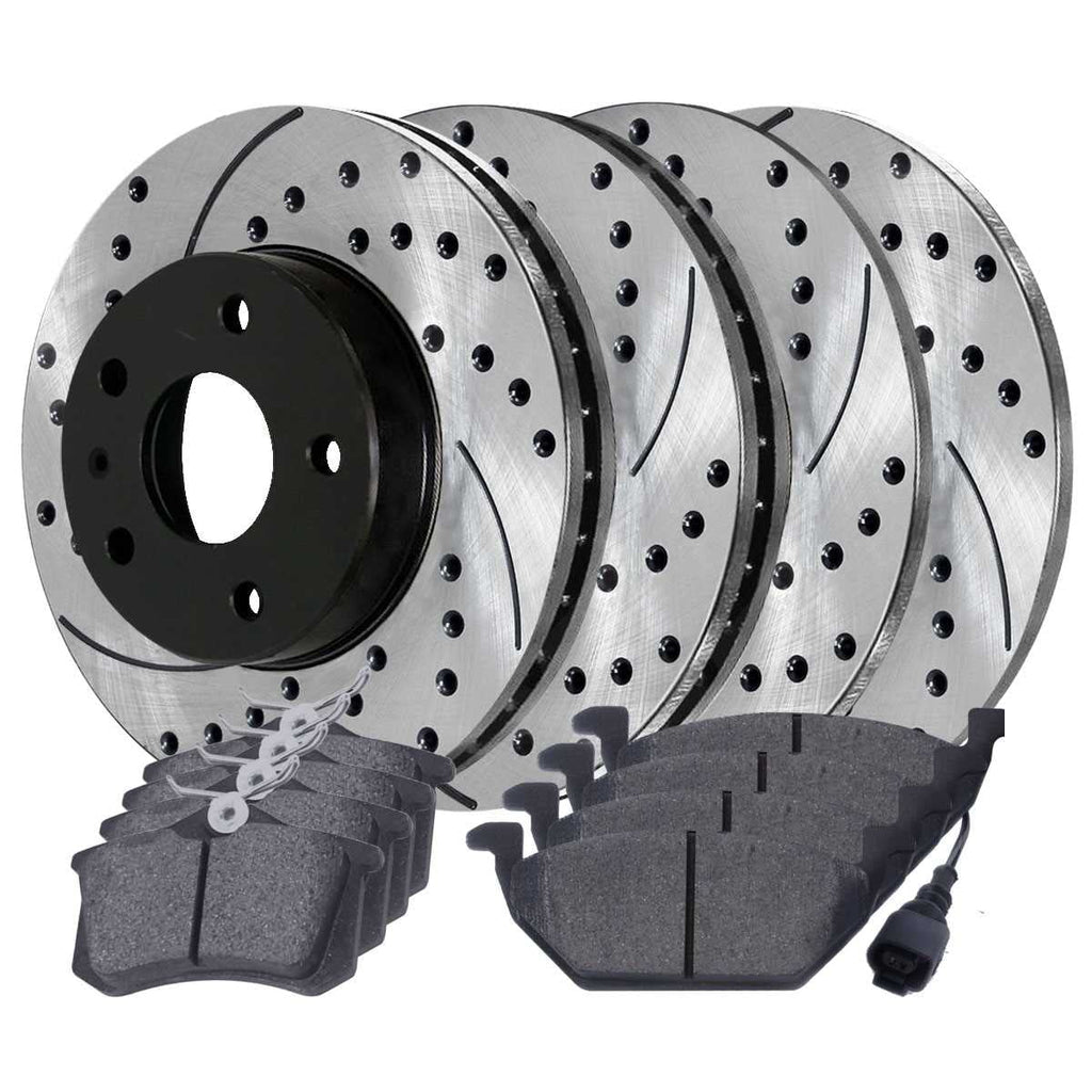 Slotted Front 2006 Drilled for Kit 2003 and 2007 Pads and Brake 2004 2010 1.9L Rotors Golf 2002 2008 City Golf Replacement Volkswagen AutoShack Beetle 2.0L 2000 Rear 2005 FWD Ceramic Black 2009