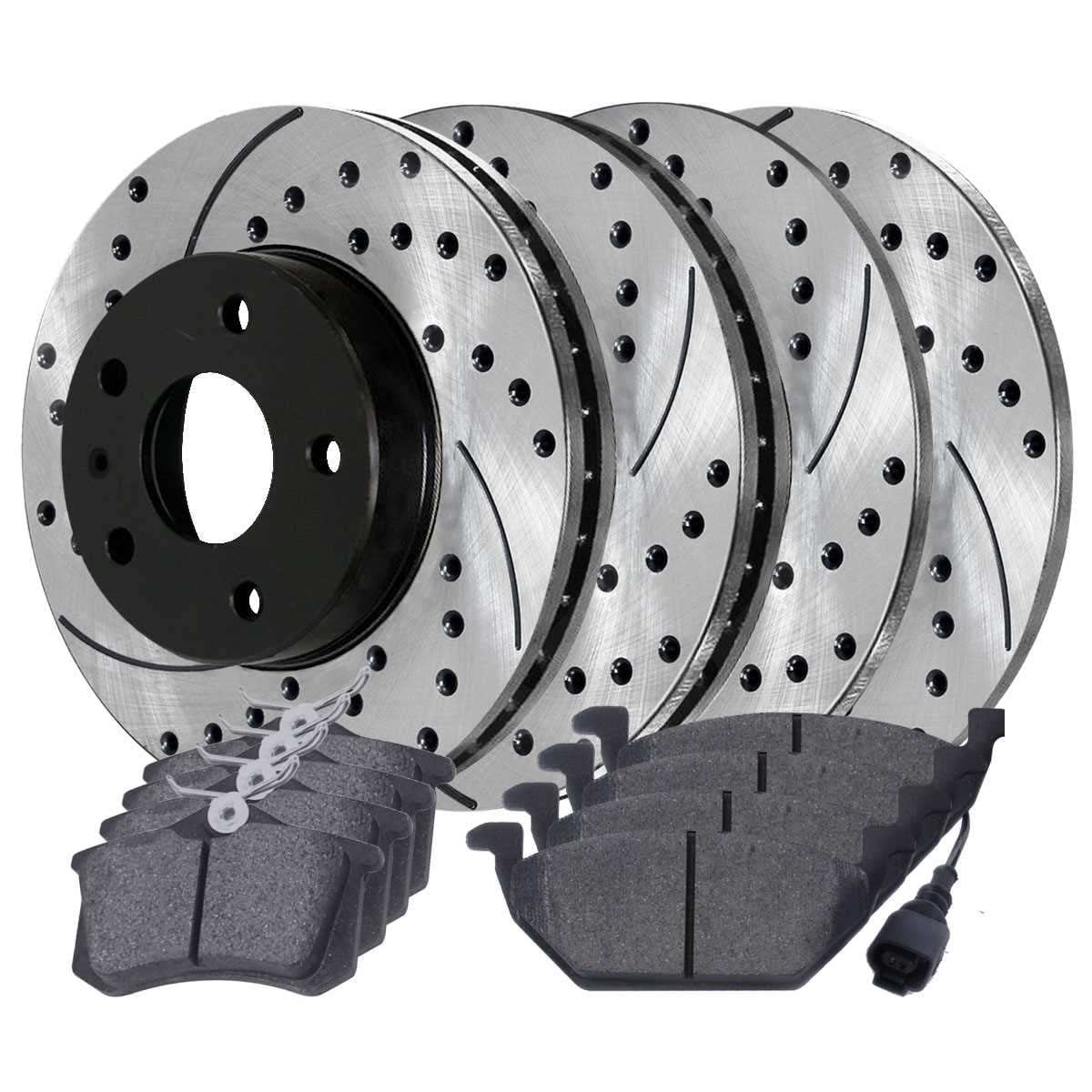 Slotted Front 2006 Drilled for Kit 2003 and 2007 Pads and Brake 2004 2010 1.9L Rotors Golf 2002 2008 City Golf Replacement Volkswagen AutoShack Beetle 2.0L 2000 Rear 2005 FWD Ceramic Black 2009