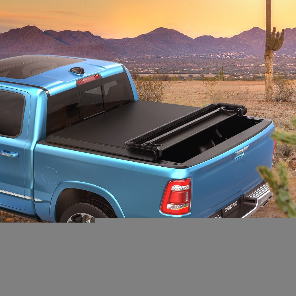 Soft Ledkingdomus Cover 5.6ft Tonneau for 2009-2023 1500 Fold Fold Bed Covers Four Quad Ram Dodge Truck