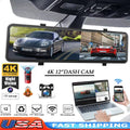Rear Camera Dual Mirror Cam Backup Assistance 4K Dash Monitoring, 12" Vision, Night Super Car Camera Front Reversing and Parking
