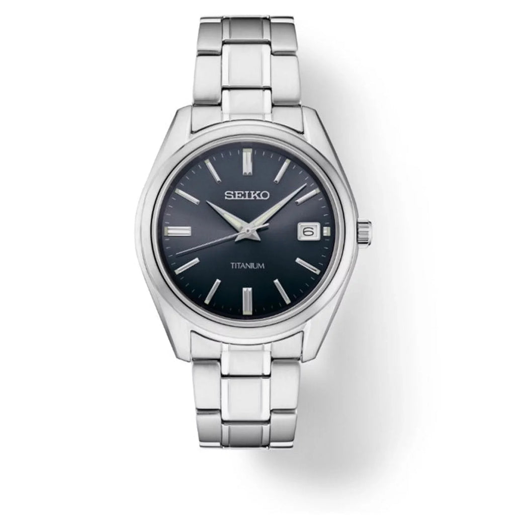 Titanium Grey SUR373 Men's Dial Blue Quartz Seiko Classic Watch