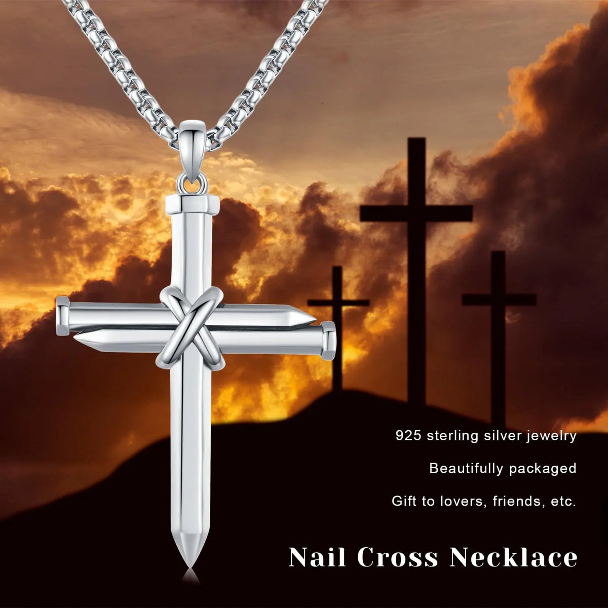Nail Graduation Religious Midir&Etain Jewelry Solid Men Cross Boys Sterling Gifts Charm Cross 925 Silver Necklace Cross Pendant Necklace Christian for