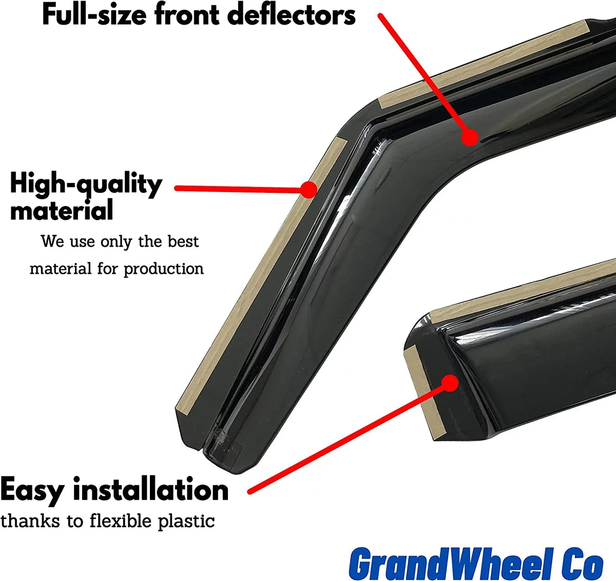 2007-2021 Tundra Double Toyota GrandWheel Compatible with 4pcs. Vent Smoke Side - In-channel Cab Co Window Rain Tinted Guards Deflectors Visor GW0114