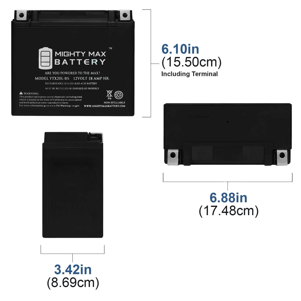Ski Battery Replaces JS800 14 Jet Kawasaki YTX20L-BS Ski Jet SX-R