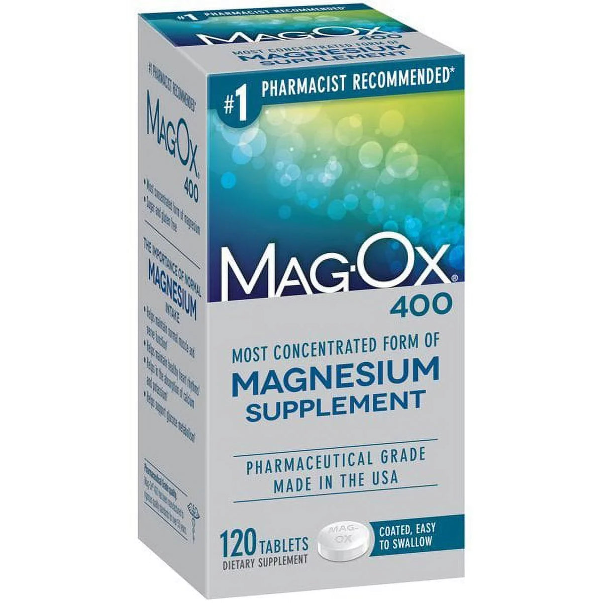 400 and Gluten 120 6 Tablets MagOx free Dietary Pack Supplement Magnesium Oxide Sugar of