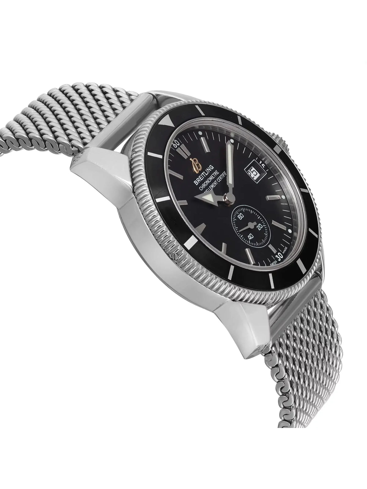 A3732024-B869SS Dial Breitling 38mm Mens Heritage Watch SuperOcean Black Steel