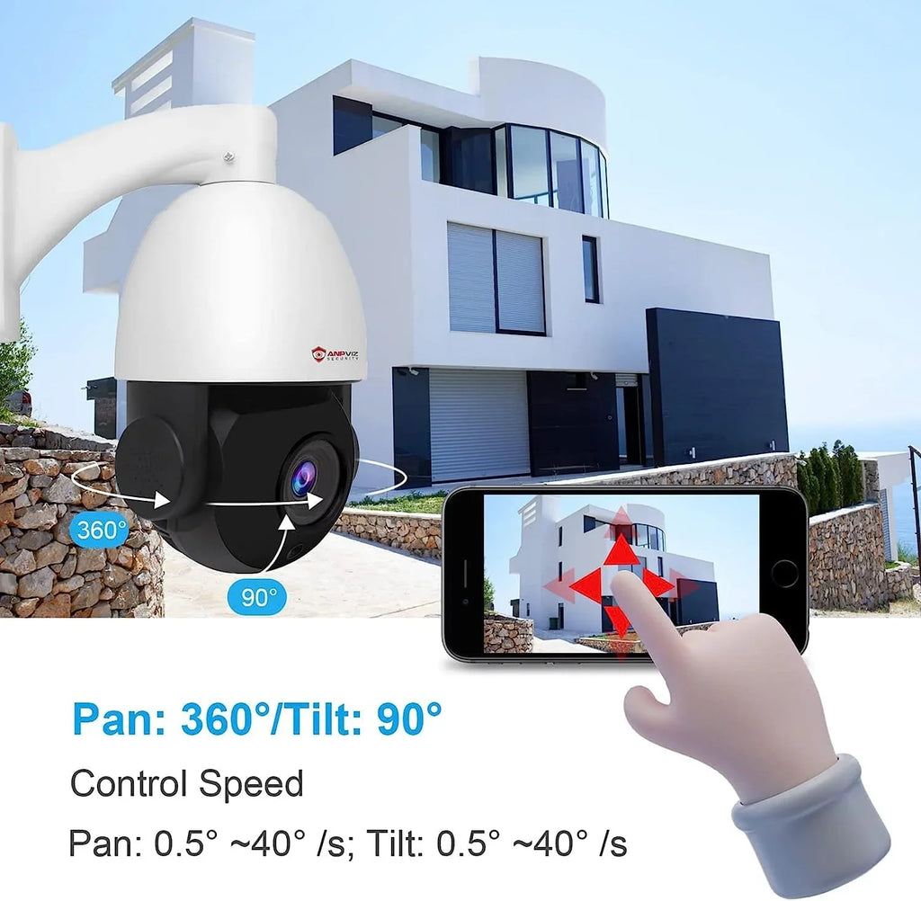 Vision, IP66 Indoor with Outdoor PoE Camera Metal, Security IR 360°/Tilt PTZ Anpviz Detection, Surveillance IP Person Optical PTZ IP Mic/Audio, 20X Night Waterproof Pan Vehicle 8MP Zoom, 90°, Camera