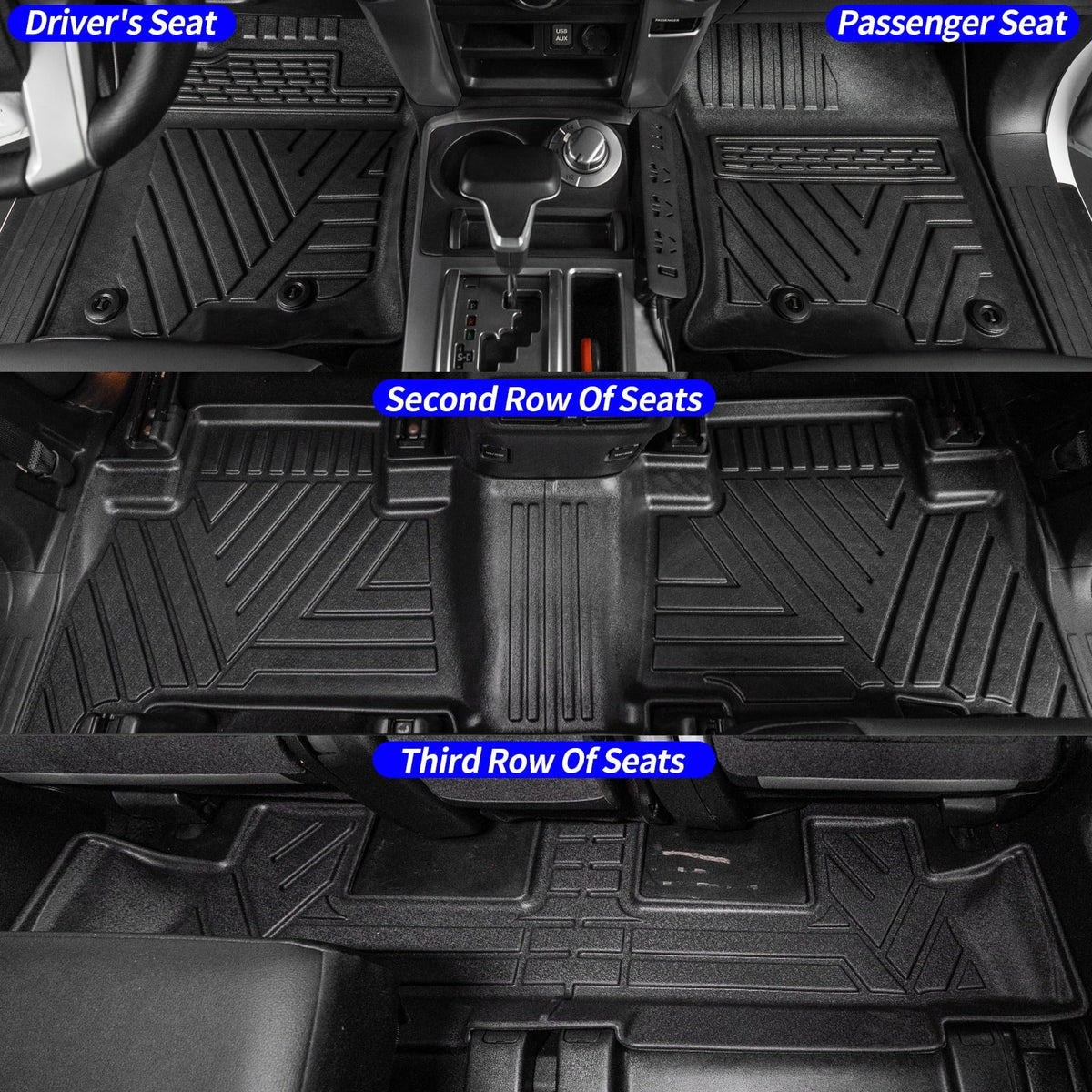 2013-2023 Mat Mats+Trunk 7 Liner 4Runner Cargo Seats Row Toyota Mats) (3rd Mat+Floor Trunk Fit Backrest