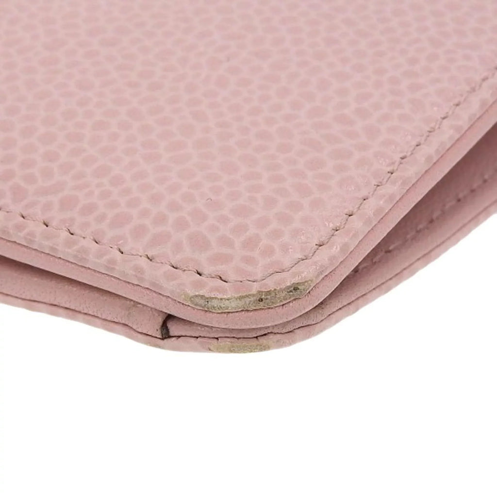 logo Pre-Owned mark here long A48651 caviar bi-fold CHANEL wallet 16 (Good) series Chanel skin pink