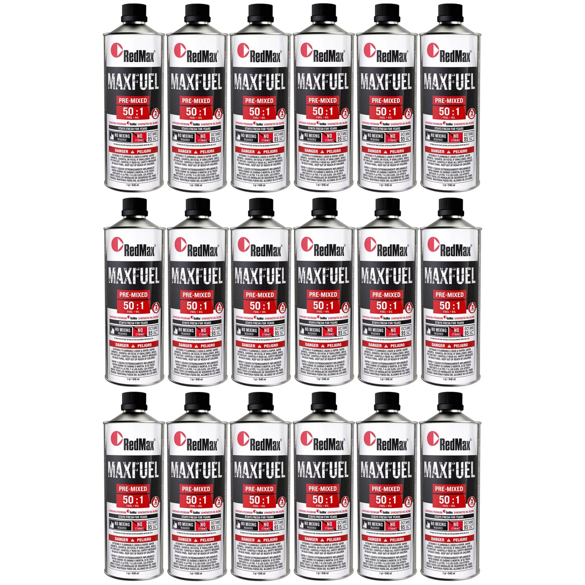 581158801 Fuel 50:1 18 Pack Oil Quart Octane 2-Cycle Pre-Mixed 94 RedMax Engine