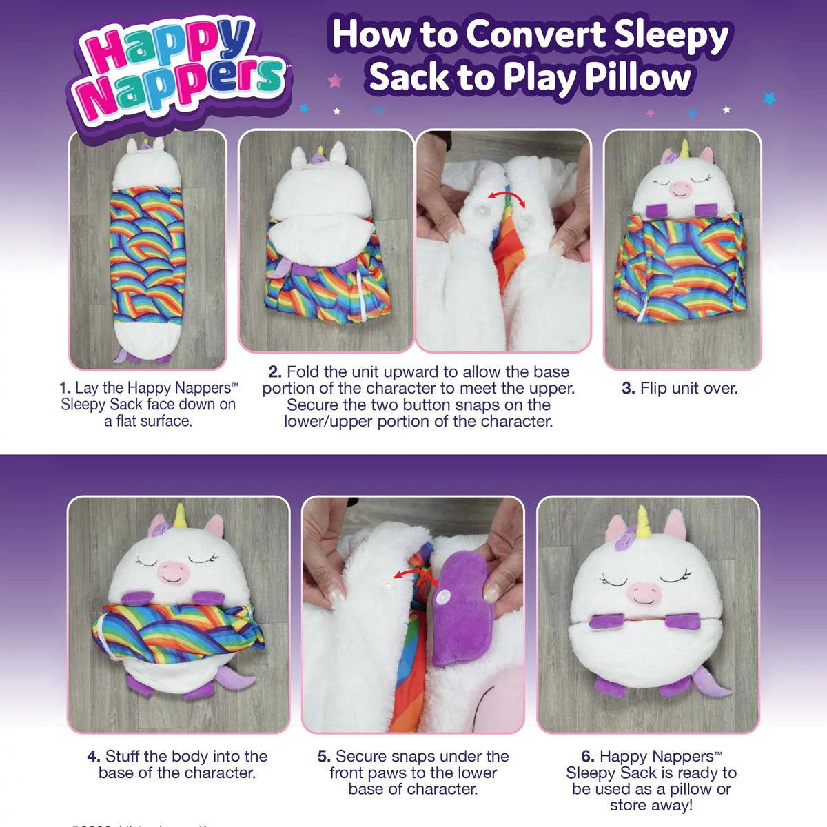 Sleeping and One, Plush Happy in Pillow Toy Nappers Unicorn Sack