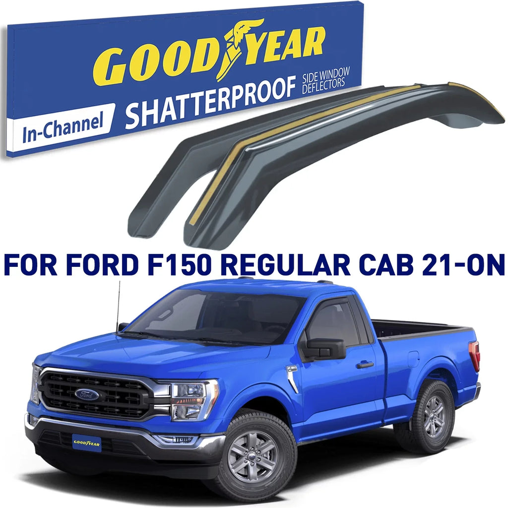 for Regular - 2 Vent Accessories, Goodyear Cab/SuperCrew/SuperCab, Rain Window pcs Deflector, Car Cars, Deflectors F150 2021-2024 in-Channel Ford GY003497 Guards, Visors Shatterproof Window for