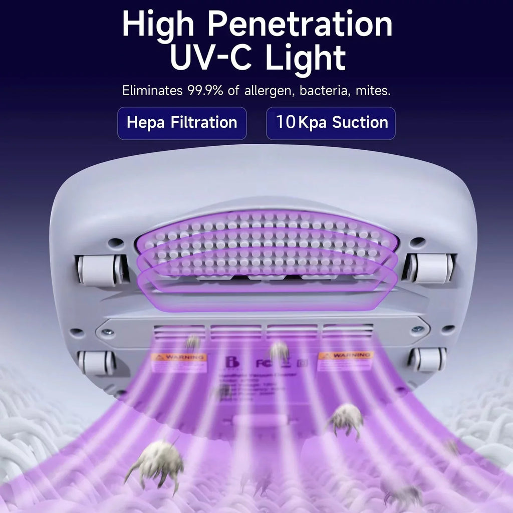 Handheld Pad&True Pulsating Sanitizer Vacuum Hair/Dust Kills Large with Allergen UV Allergens/Bacteria/Mite HEPA remove Cleaner