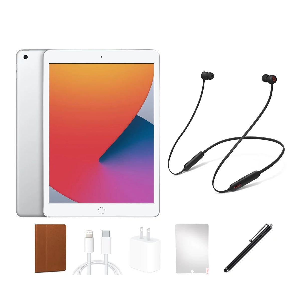 Silver, accessories. INCLUDES: Screen Headphones, 32GB, BUNDLE Case, pen, 2020) only, Gen, stylus Protector, Refurbished Wi-Fi Flex iPad (8th Bundle. Beats charging iPad 8 Beats