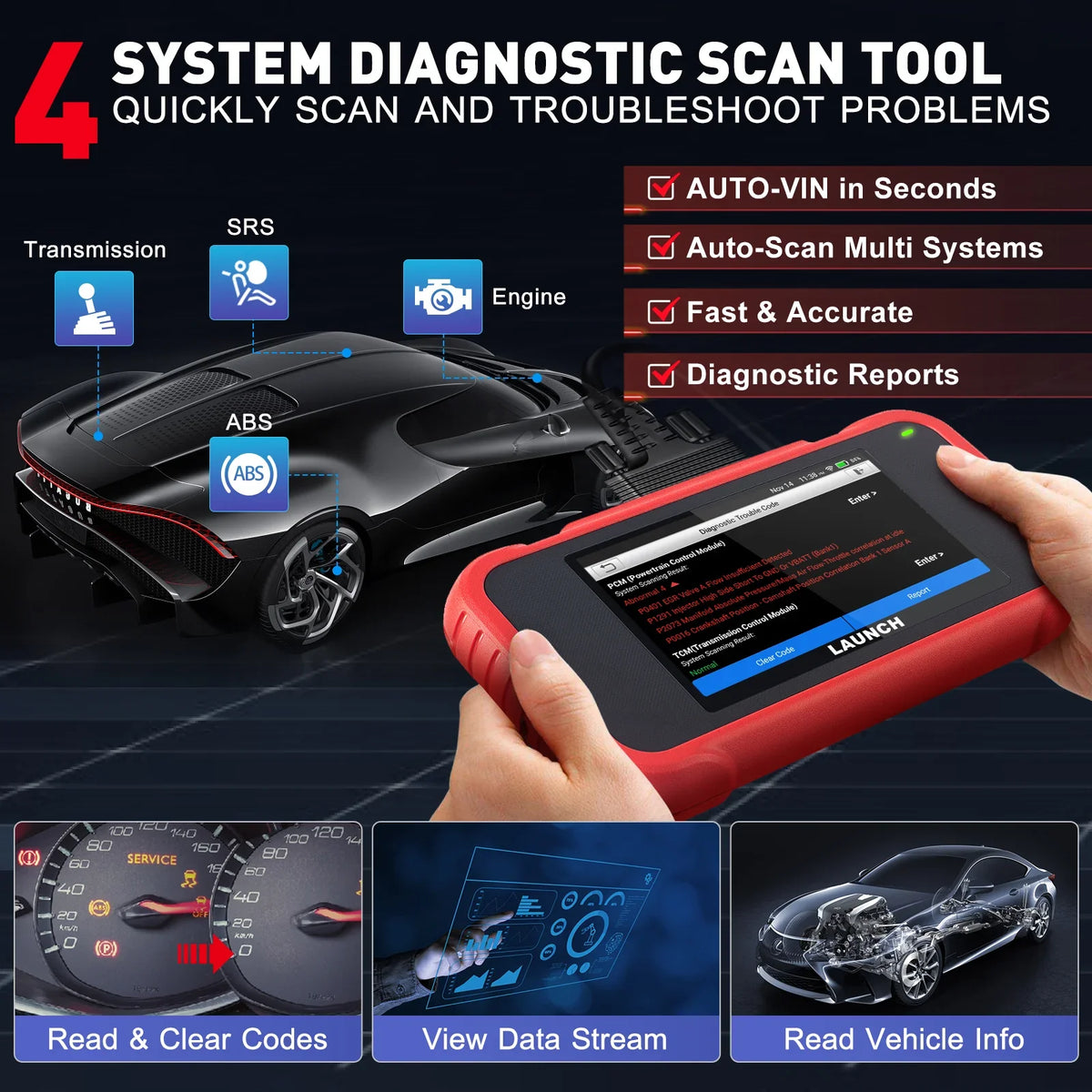 CRP123E Reset, Scanner Reset, Reader Reset LAUNCH Fault Diagnostic Check Battery Test, Brake Reset, Obd Oil Code DPF Injector Car Engine with V2.0