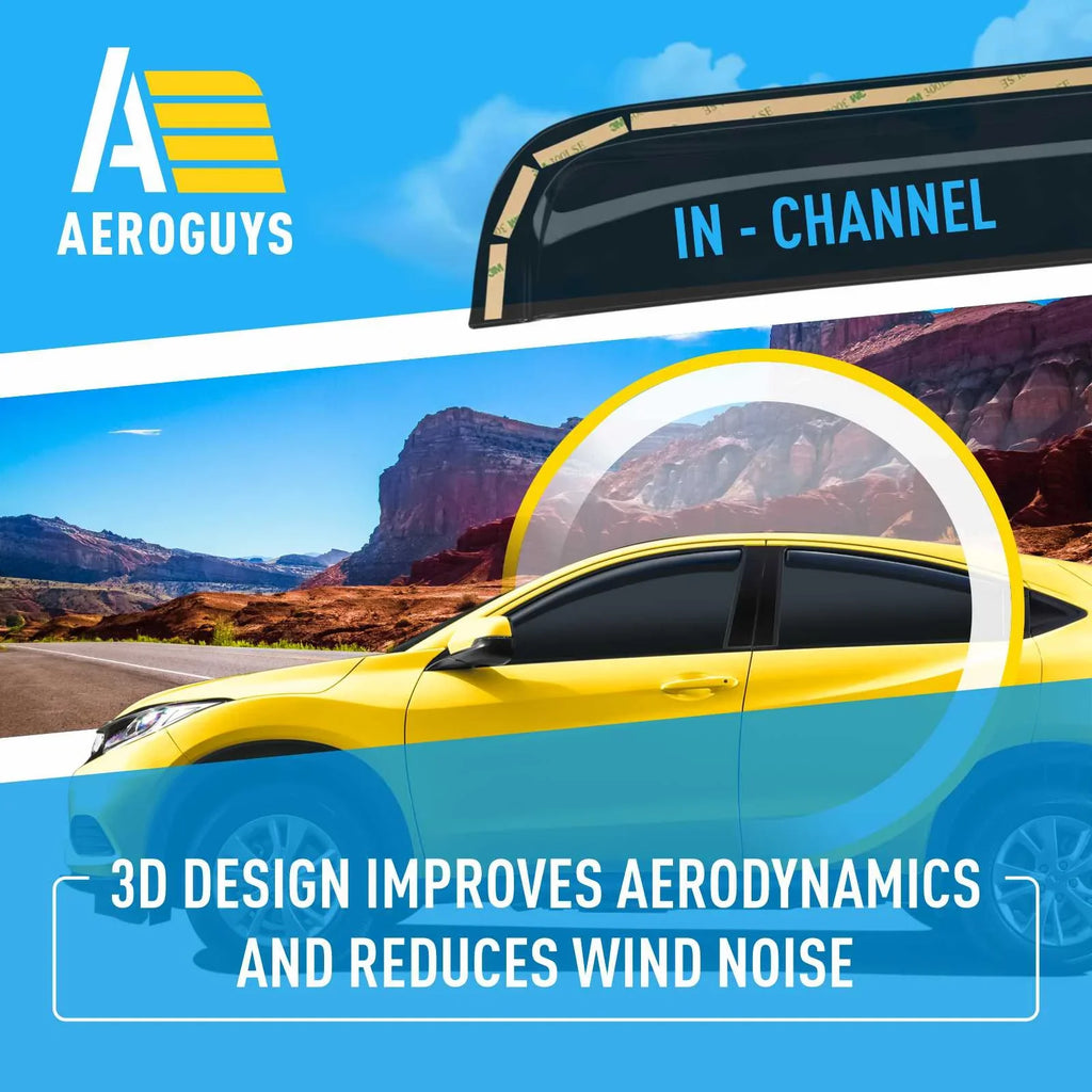 Car In-Channel 2016-2022, for Window Visors, Sun Visors Wind Fit Accessories AEROGUYS - 4 Vent Extra pcs. Deflectors Durable Rain Honda AG0157 Window Visors, HR-V Guards