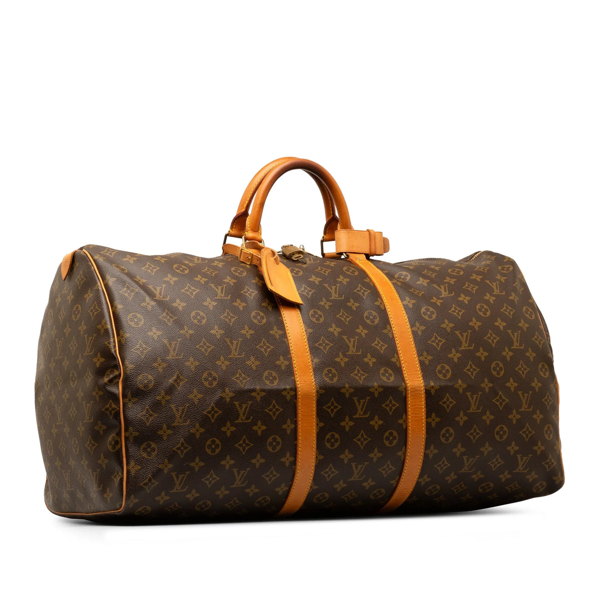 Canvas WeekenderBag Unisex Keepall Authenticated Bag Brown Vuitton Louis Monogram Travel Pre-Owned 60 (Fair)