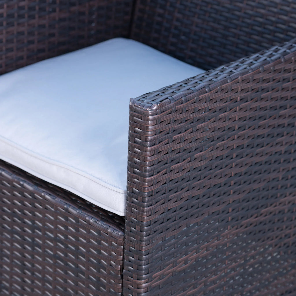 Emanuel Multibrown, Piece Brown Wicker Outdoor Dining Round Set 3 Cushions, with Light