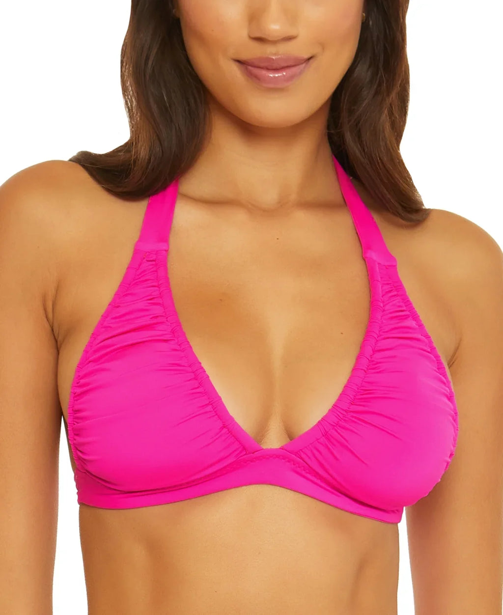 Bikini Halter Virtue Becca Top, Santorini Rebecca Large Swim US PINK by FLAMBE