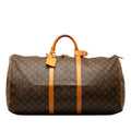 Canvas WeekenderBag Unisex Keepall Authenticated Bag Brown Vuitton Louis Monogram Travel Pre-Owned 60 (Fair)